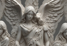 Winged Marble Angel Statues