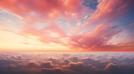 Wall Mural - Sunset Cloudscape Palette, sunset sky, cloud-filled, warm hues, orange and pink