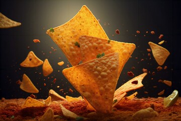 Wall Mural - chips on dark background