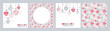 Hearts doodle design, set of four square banners, valentine's day card collection, seamless pattern of hand drawn hearts.