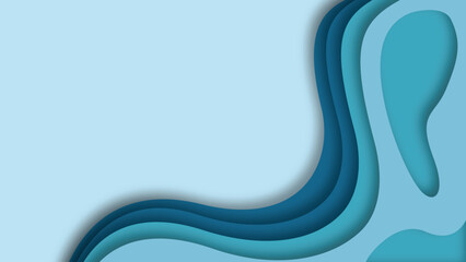 Aqua waters overlapping with blue paper cut background