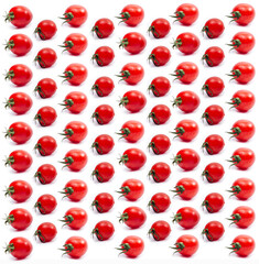 Wall Mural - Seamless pattern red ripe tomatoes. Tomato isolated on white background. Organic flat lay tomatoes.