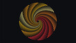 Abstarct spiral vortex style round warm color ring background in dark color. This creative simple minimalist style background can be used as a banner or wallpaper.
