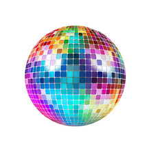 Shiny Disco Mirror Ball Reflecting Rainbow Colors, Cut Out