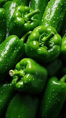 Wall Mural - fresh green peppers - seamless background