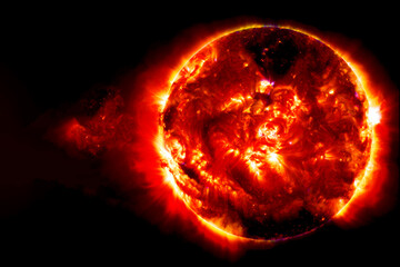 Wall Mural - The sun on a dark background in space. Elements of this image furnished by NASA
