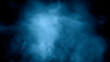 Abstract blue smoke misty fog on isolated black background. Texture overlays. Paranormal mystic smoke, clouds for movie scenes.
