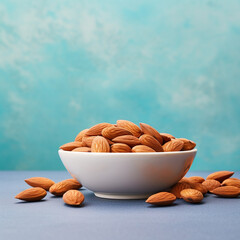 Wall Mural - almond in bowl on white background