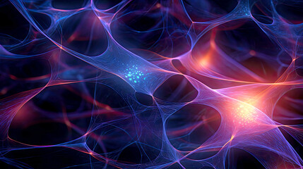 Wall Mural - Abstract fractal nerve cells background. AI generated illustration.