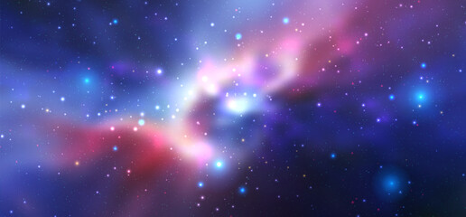 Wall Mural - Space vector background with realistic nebula and shining stars. Magic colorful galaxy with stardust