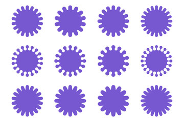Wall Mural - Collection of simple purple round shapes. Decorative digital labels. Minimalist abstract shapes