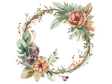 Watercolor Flower Frame With Text Space, Png Clip Art.ai Generative
