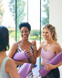 © Monkey Business - Three Mature Female Friends In Fitness Clothing Meeting At Gym Or Yoga Class