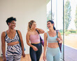 © Monkey Business - Three Mature Female Friends In Fitness Clothing Meeting At Gym Or Yoga Class