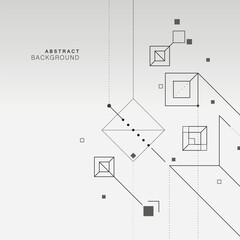 Poster - Abstract modern geometric background. Squares and dots and lines design. Vector simple illustration