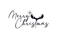 Vector Text Merry Christmas With The Letter T Of Reindeer Antlers