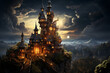  Transport yourself to a magical realm with an enchanting illustration of a fantastic castle. Ai generated
