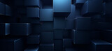 Blue Cubes In A Dark Blue Background. Abstract 3D Business Background
