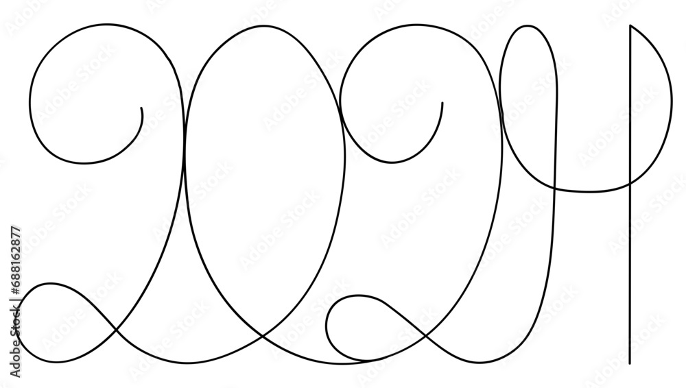 Vector hand lettering 2024 year. Minimalistic illustration on a ...