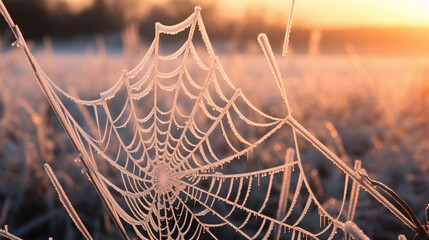 Wall Mural - spider web in the morning