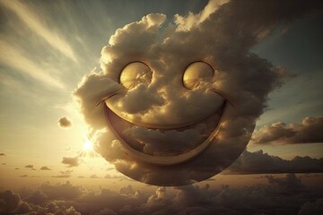 Sticker - Smiling face in the clouds