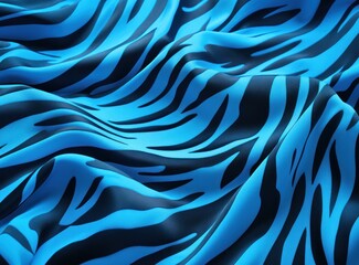 Canvas Print - the image shows blue, black, and white zebra stripes on a blue fabric,