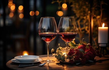 two people are toasting with glasses and food while holding bottle of wine