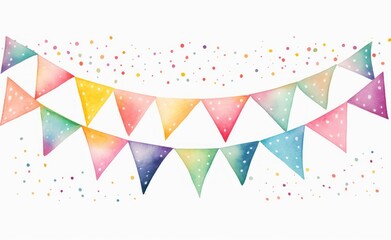 Wall Mural - watercolor bunting garland isolated
