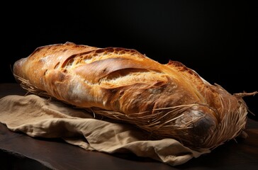 white bread loaf n black background