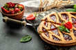 strawberry crumble cake slices, Restaurant menu, dieting, cookbook recipe top view