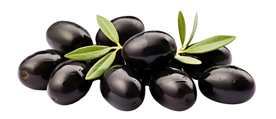 Delicious olives with leaves, cut out