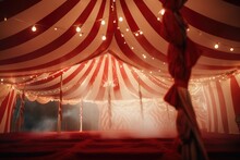 Retro Syle Circus Tent In Red And White Colors