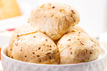 Wall Mural - typical food from Minas Gerais, Brazilian cheese bread, served hot with coffee, typical Brazilian snack