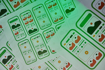 Wall Mural - ux mobile application wireframe. sketch, prototype, framework, layout future app design project. ui/