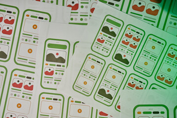 Wall Mural - ux mobile application wireframe. sketch, prototype, framework, layout future app design project. ui/
