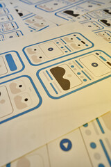 Wall Mural - ux mobile application wireframe. sketch, prototype, framework, layout future app design project. ui/