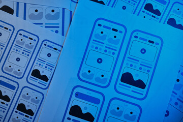 Wall Mural - ux mobile application wireframe. sketch, prototype, framework, layout future app design project. ui/