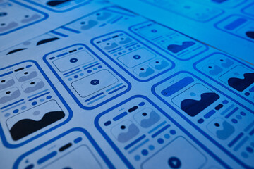 Wall Mural - ux mobile application wireframe. sketch, prototype, framework, layout future app design project. ui/