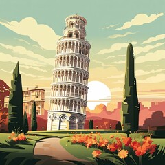 pisa tower illustration