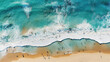 Aerial view of surf break waves forming mesmerizing patterns