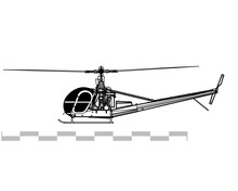 Hiller OH-23 Raven. Vector Image Of Light Observation Helicopter. Side View. Image For Illustration And Infographics.