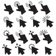 pointer click icon set of 16, Computer mouse click cursor, Cursors icons click set. Clicking cursor, pointing hand clicks icons.