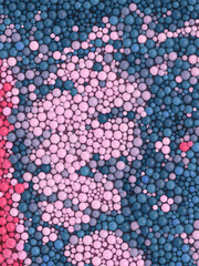 Poster - Mixing waves of colored spherical particles. 3d rendering futuristic background. Digital illustration