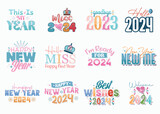 Fototapeta Pokój dzieciecy - Happy New Year 2024. Typography set