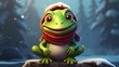a cute frog in hat