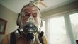 elderly man with medical breathing apparatus