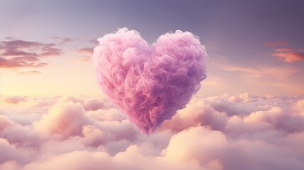 Wall Mural - Beautiful clouds in heart shape on pink sky. Love and valentine concept.