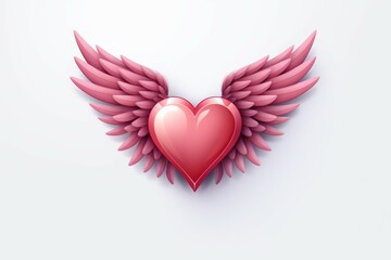 Heart with Cupid wings. Background with selective focus and copy space