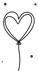 Wall Mural - minimalist graphics one line heart shaped balloon