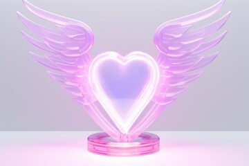 Wall Mural - Heart with Cupid wings. Delicate background with selective focus and copy space